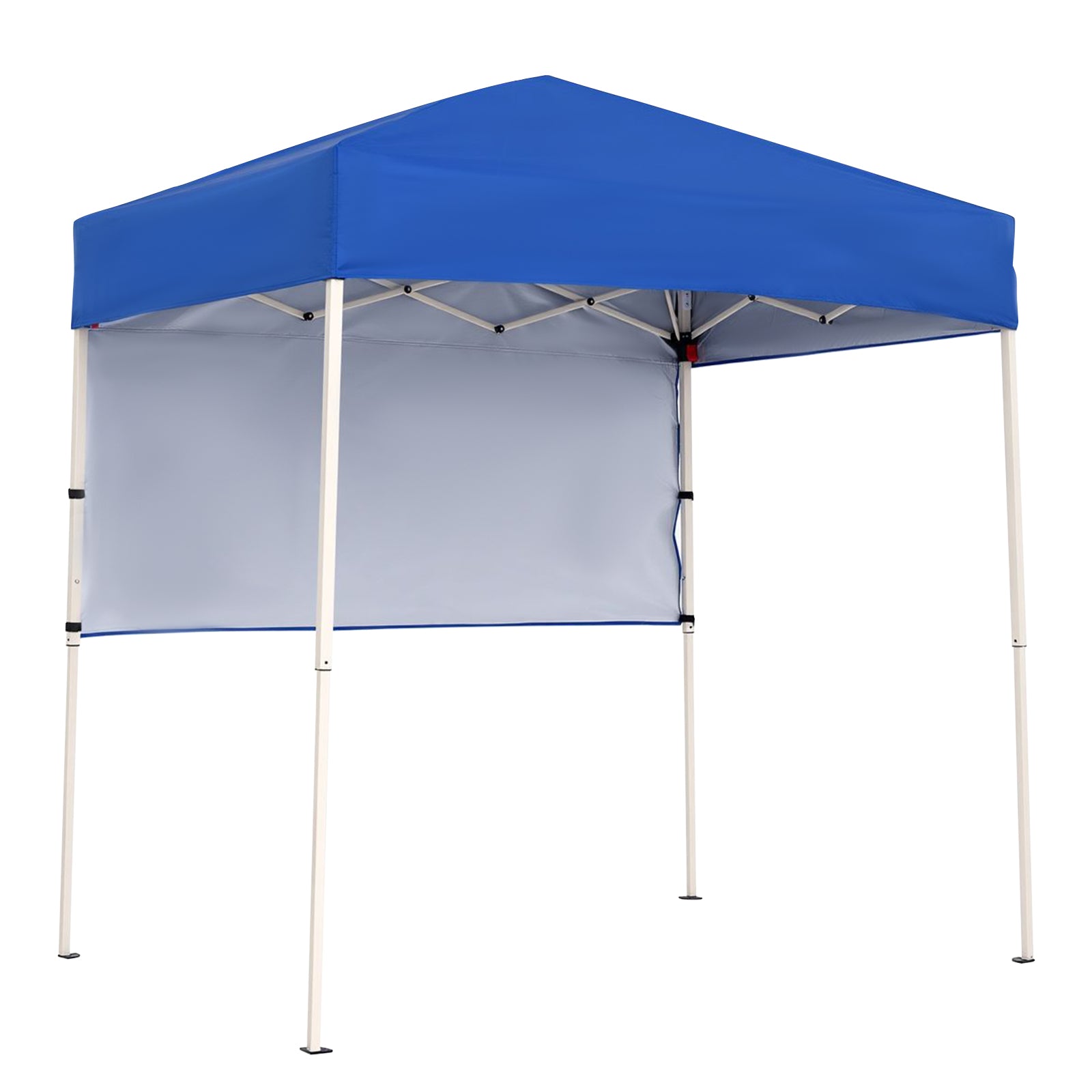 Blue 6x4 ft pop-up canopy tent with one half sidewall, easy setup outdoor sun shelter for outdoor shade and protection.