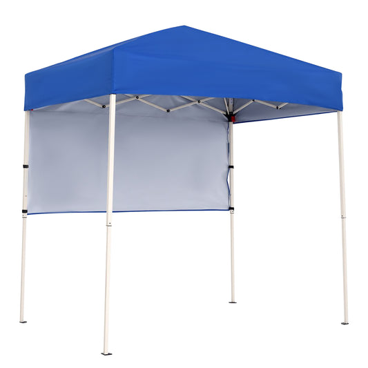 6 x 4 FT Pop-Up Canopy Tent with 1 Half Sidewall Easy Setup Folding Outdoor Sun Shelter-Blue
