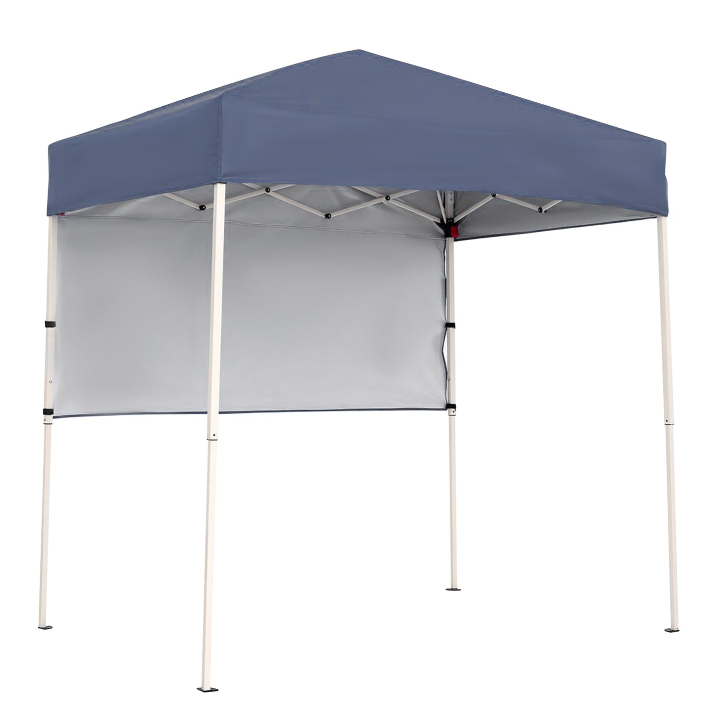 Blue 6x4 ft pop-up canopy tent with one half sidewall, easy setup, folding outdoor sun shelter for outdoor shade protection.