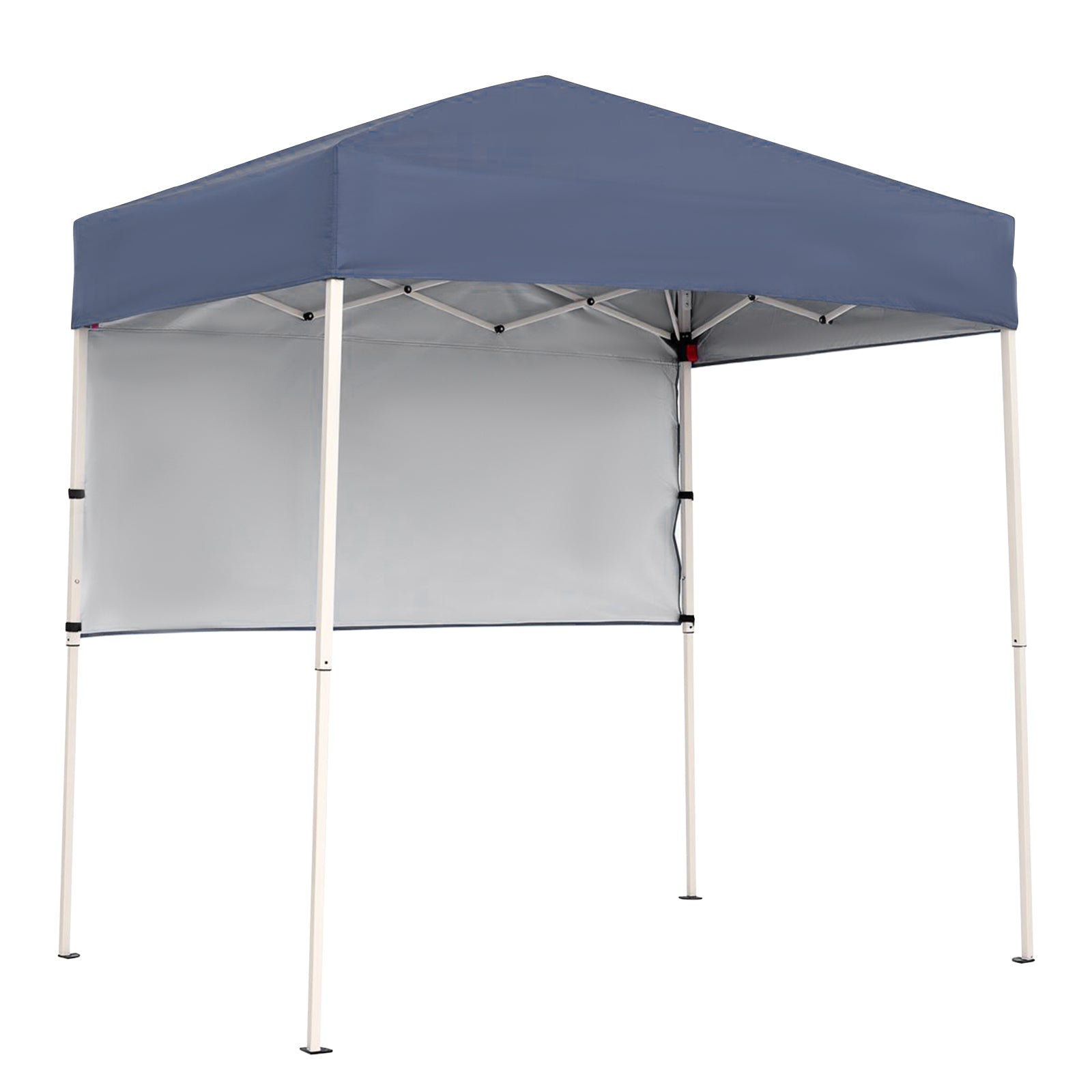 Blue 6x4 ft pop-up canopy tent with one half sidewall, easy setup, folding outdoor sun shelter for outdoor shade protection.