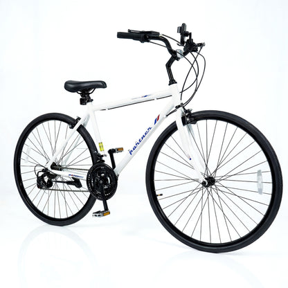 700C Hybrid Bike for Adult with 18-Speed Shimano Drivetrain and Phone Holder-Black