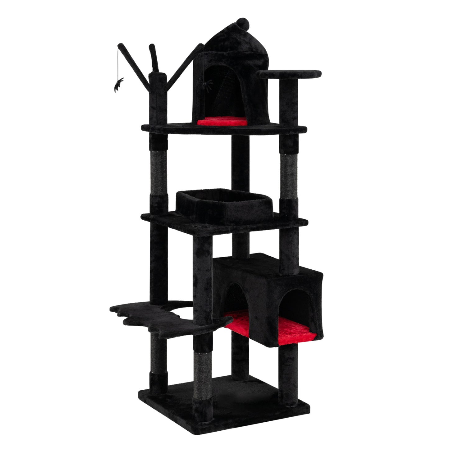 70 Inch Gothic Cat Tree for Indoor Cats with Castle and House