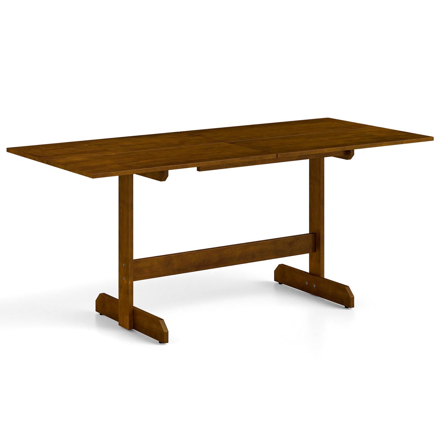 71 Inch Farmhouse Dining Table Wooden Kitchen Table for 6-8 with Rubber Wood Legs-Walnut