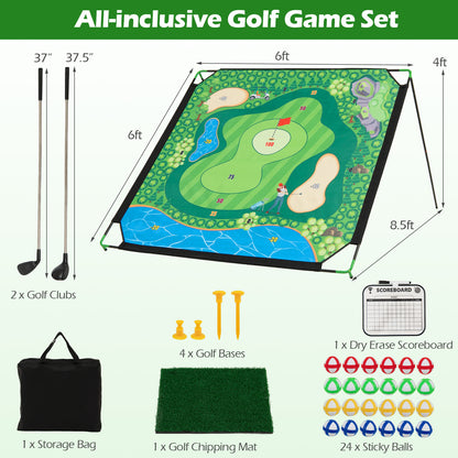 Wilson's Golf Chipping Game Set, 71x71 inches, for indoor and outdoor golf practice, includes target mat and chipping zone.