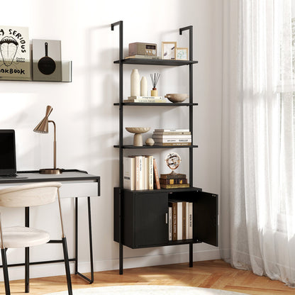 72.5 Inch Tall Bookshelf with Cabinet Anti-Tipping Kits and Metal Frame-Black