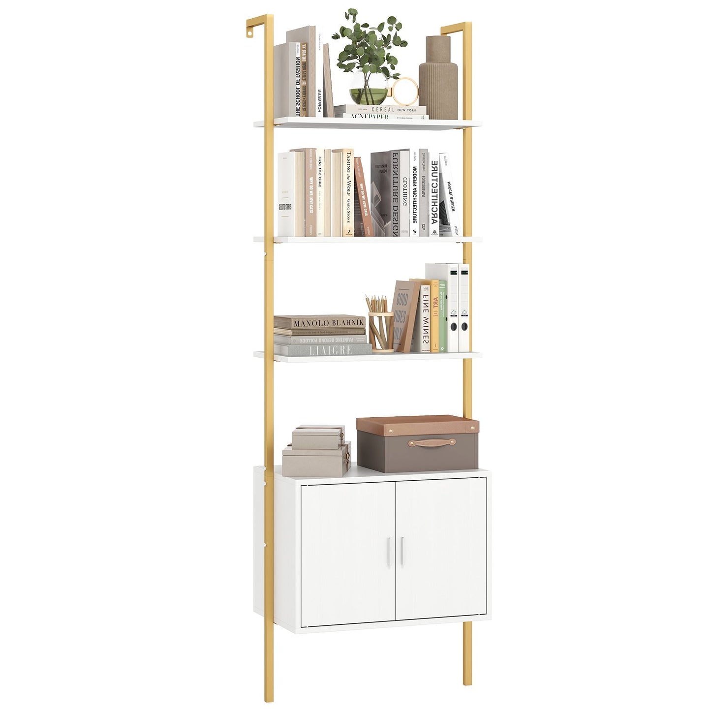 72.5 Inch Tall Bookshelf with Cabinet Anti-Tipping Kits and Metal Frame-Black