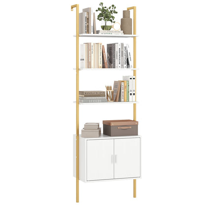 72.5 Inch Tall Bookshelf with Cabinet Anti-Tipping Kits and Metal Frame-Black