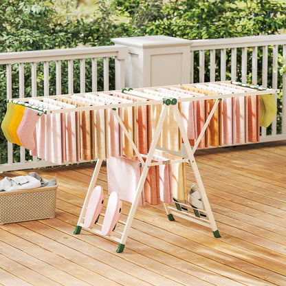 72.5 Inches Clothes Drying Rack with Height Adjustable Wings-Beige