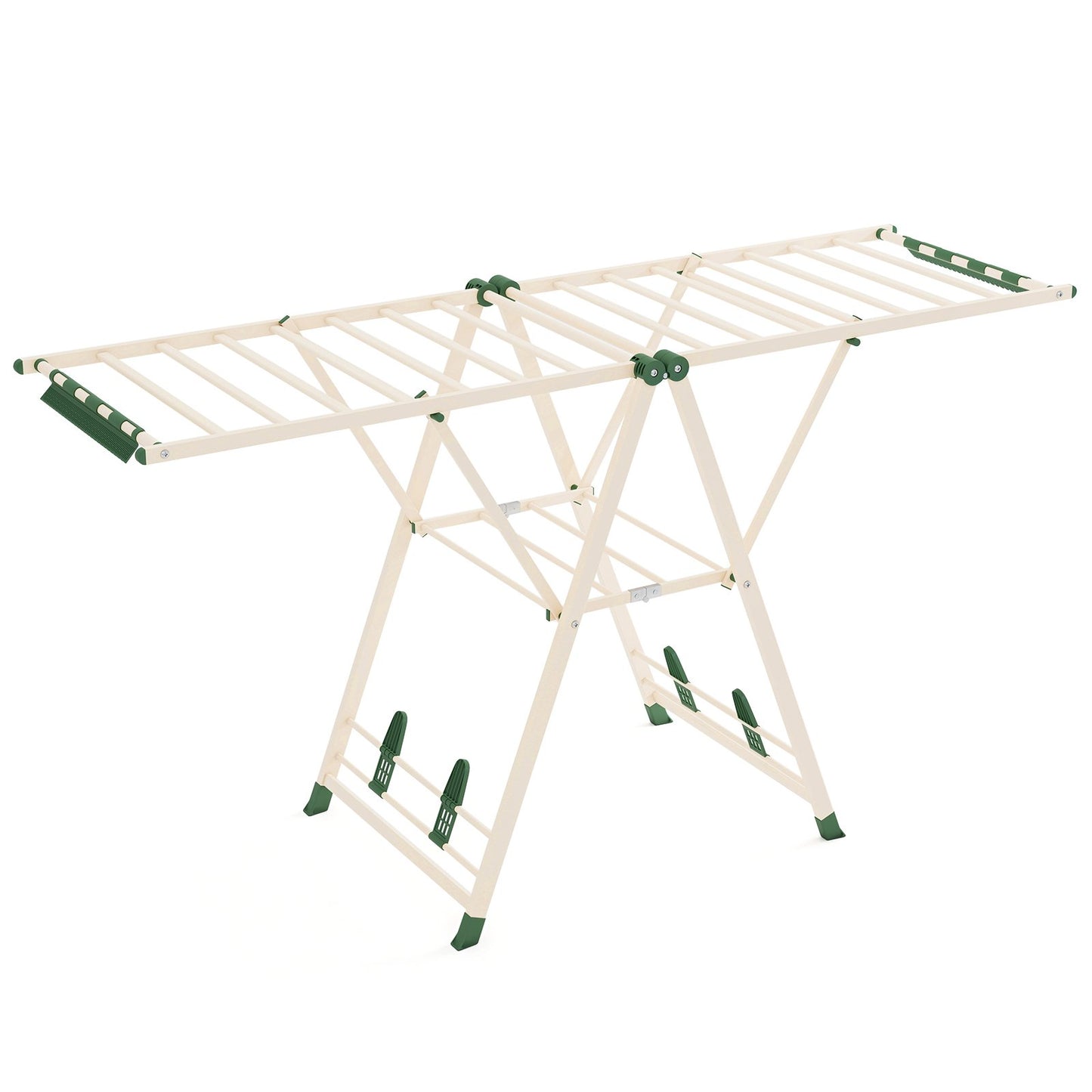 72.5 Inches Clothes Drying Rack with Height Adjustable Wings-Beige