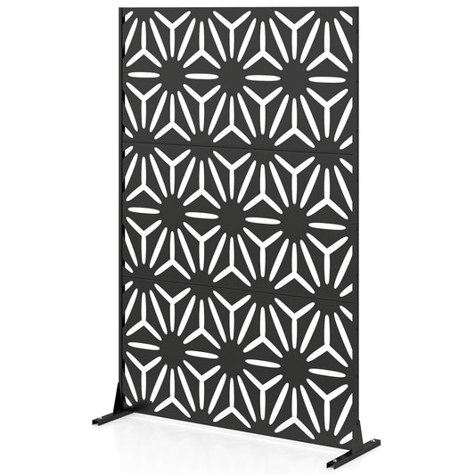 72"H x 48"W Freestanding Fence Panel with Stand and Expansion Bolts-Black