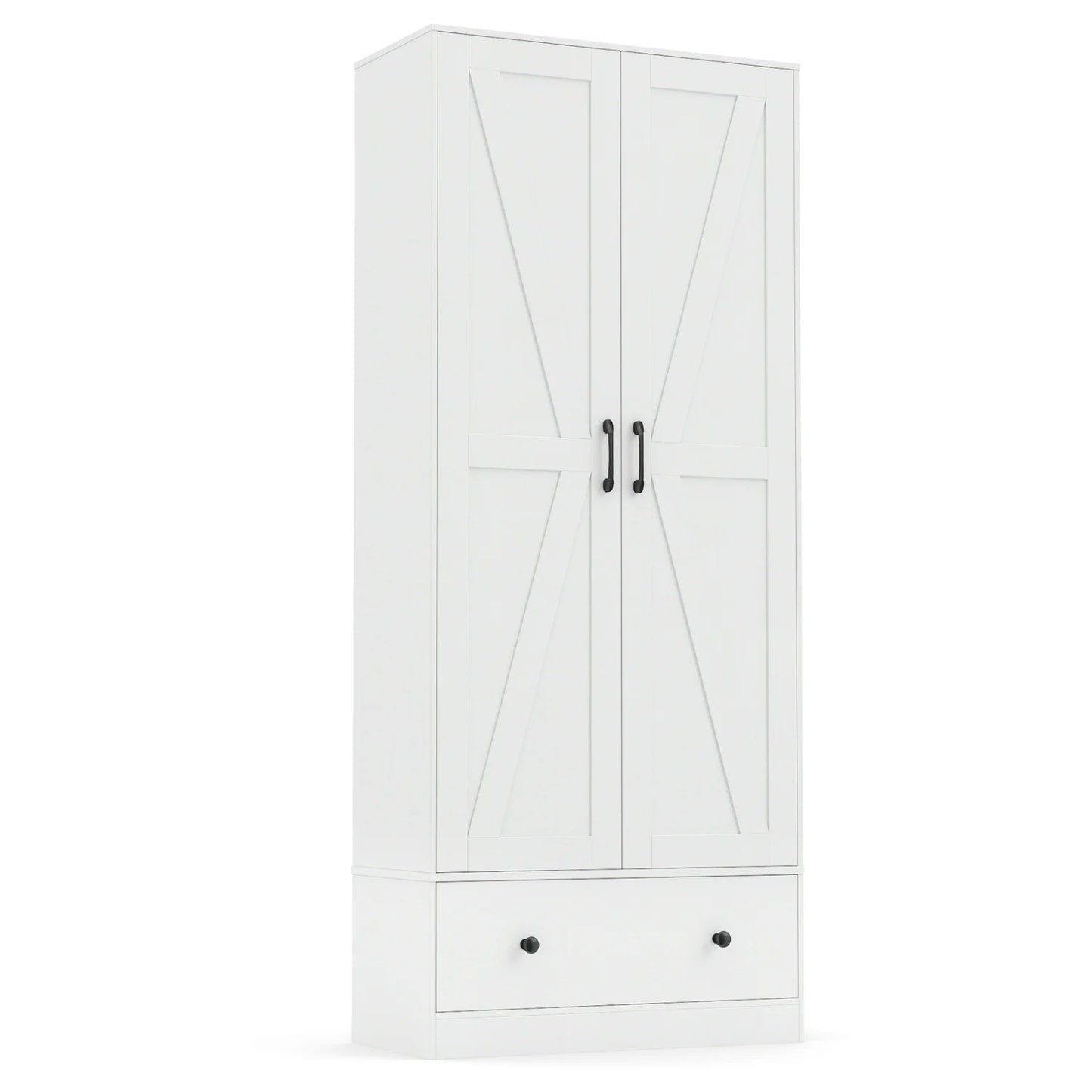 72 Inch Tall Kitchen Pantry Cabinet Farmhouse Wooden Cupboard with 2 Doors-Rustic Brown