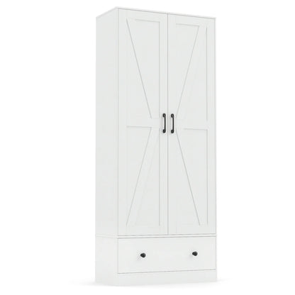 72 Inch Tall Kitchen Pantry Cabinet Farmhouse Wooden Cupboard with 2 Doors-Rustic Brown