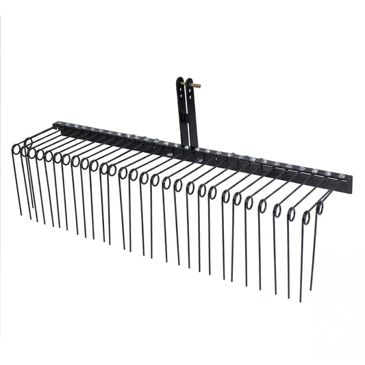 72" Pine Straw Rake with 30 Metal Coil Tines for Grass-Black