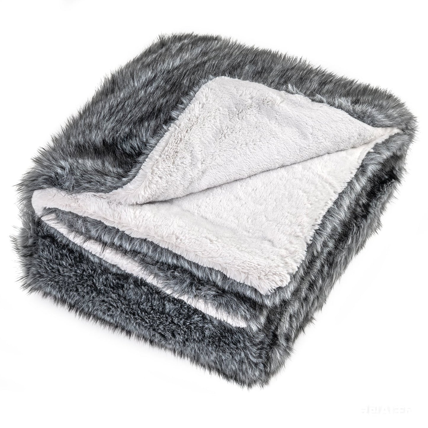 740GSM Soft Plush Fuzzy Luxury Faux Wolf Fur Blanket for Sofa-GR
