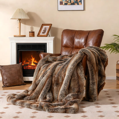 780GSM Soft Plush Fuzzy Luxury Faux Fox Fur Blanket for Sofa-ZS