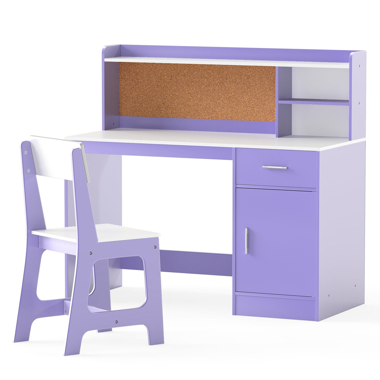 Kids Study Desk and Chair Set Student Table and Chair-Natural