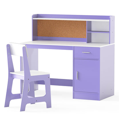 Kids Study Desk and Chair Set Student Table and Chair-Natural