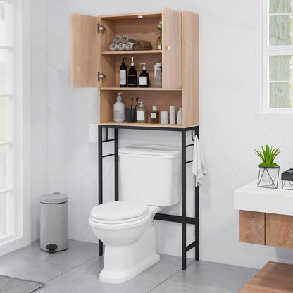 Over The Toilet Storage Cabinet with 2 Doors and Adjustable Shelf-Black