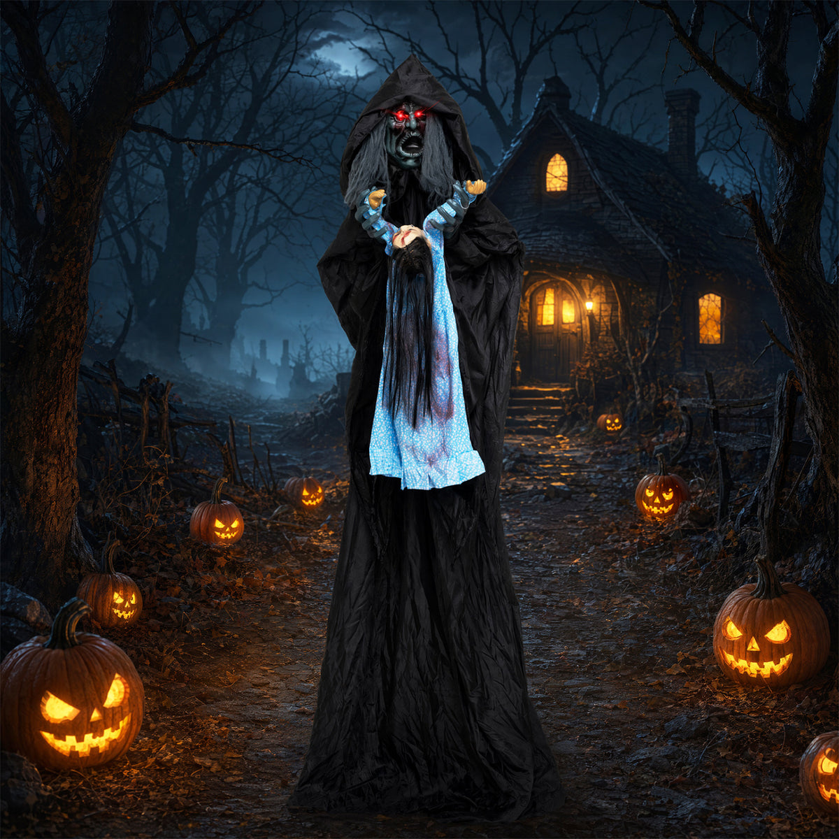 7.2 ft Animated Halloween Soul Sucker Decoration with Lowering Head