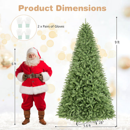 7.5/6.5/6/9 FT Artificial Christmas Tree with Easy-Setup Hinges-9 FT