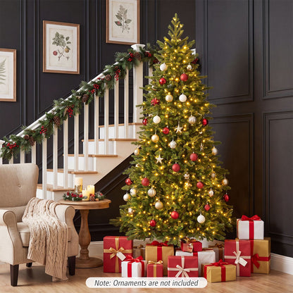 7.5 FT Pre-lit Christmas Tree with 250/470 Warm White and Multi-color Dimmable LED Light for Home Office