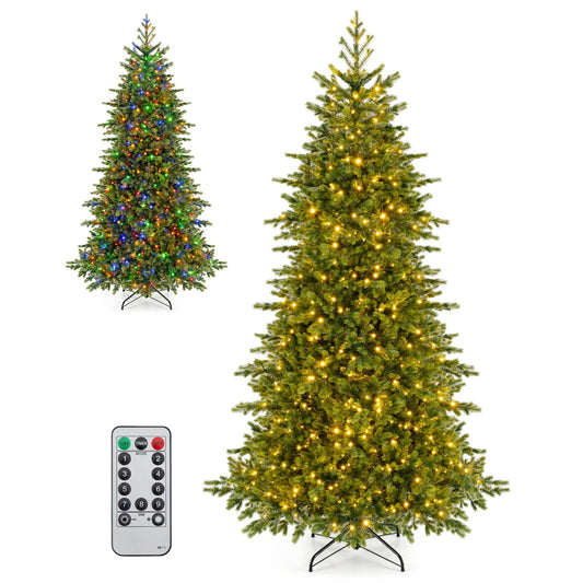 7.5 FT Pre-lit Christmas Tree with 250/470 Warm White and Multi-color Dimmable LED Light for Home Office