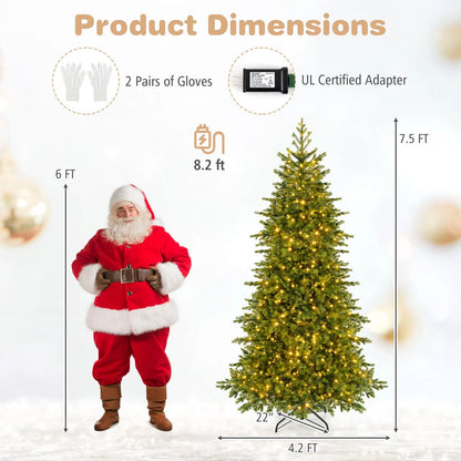 7.5 FT Pre-lit Christmas Tree with 250/470 Warm White and Multi-color Dimmable LED Light for Home Office