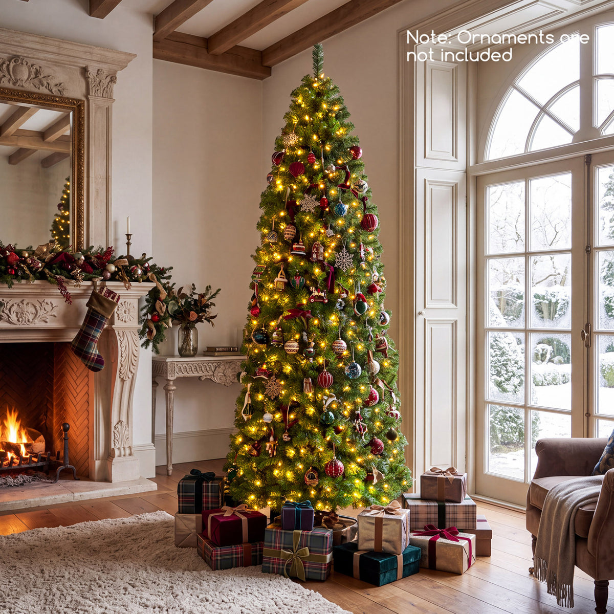 7.5 FT Smart Pencil Christmas Tree with Pre-Lit RGB LED Lights
