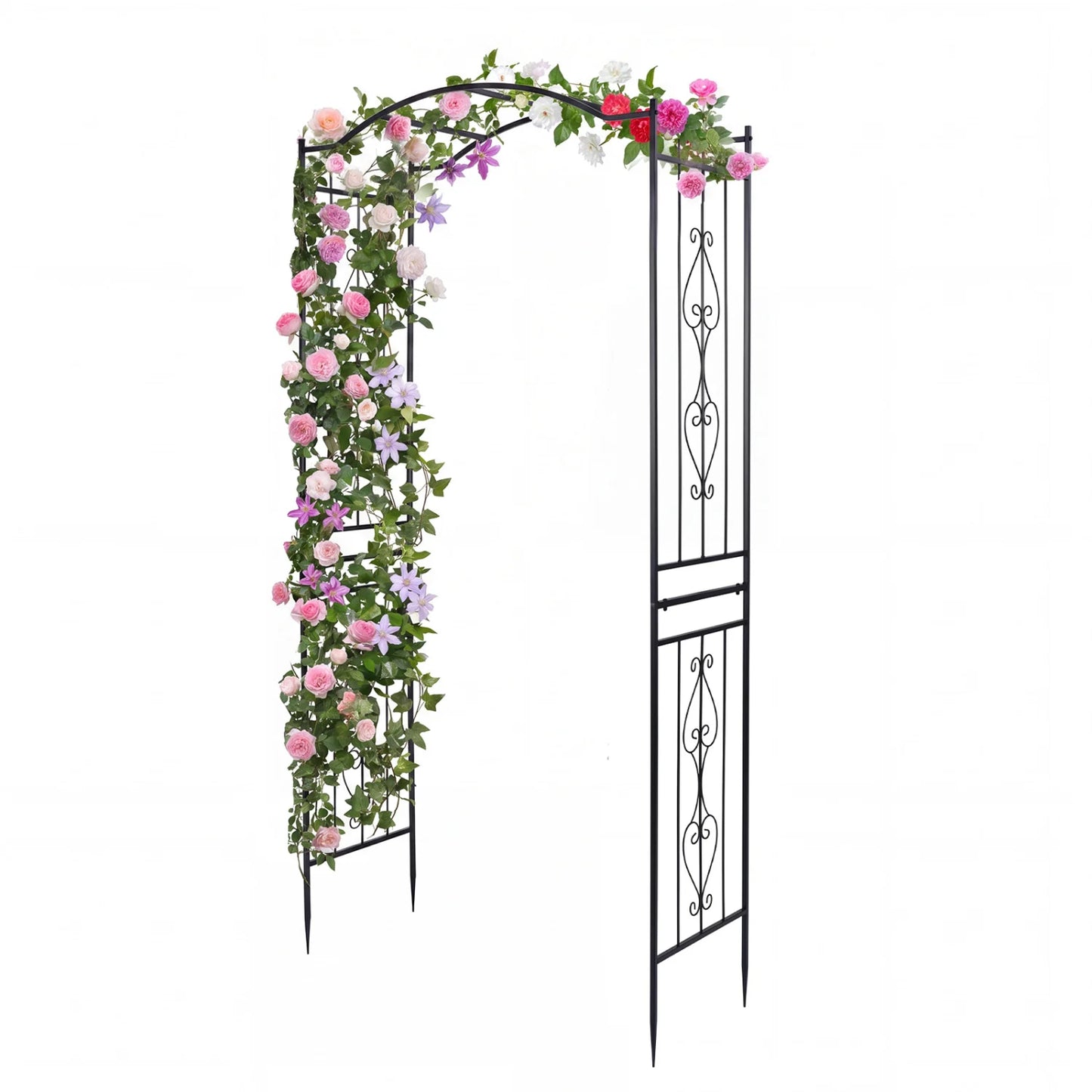 7.5 Feet Garden Arbor Heavy-Duty Metal Arch Trellis with Curved Roof