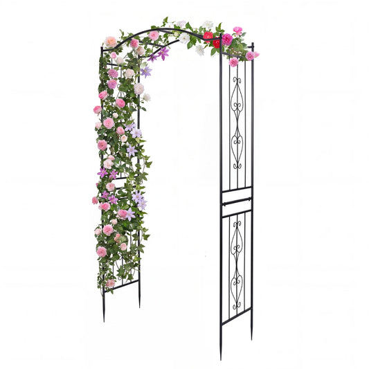 7.5 Feet Garden Arbor Heavy-Duty Metal Arch Trellis with Curved Roof