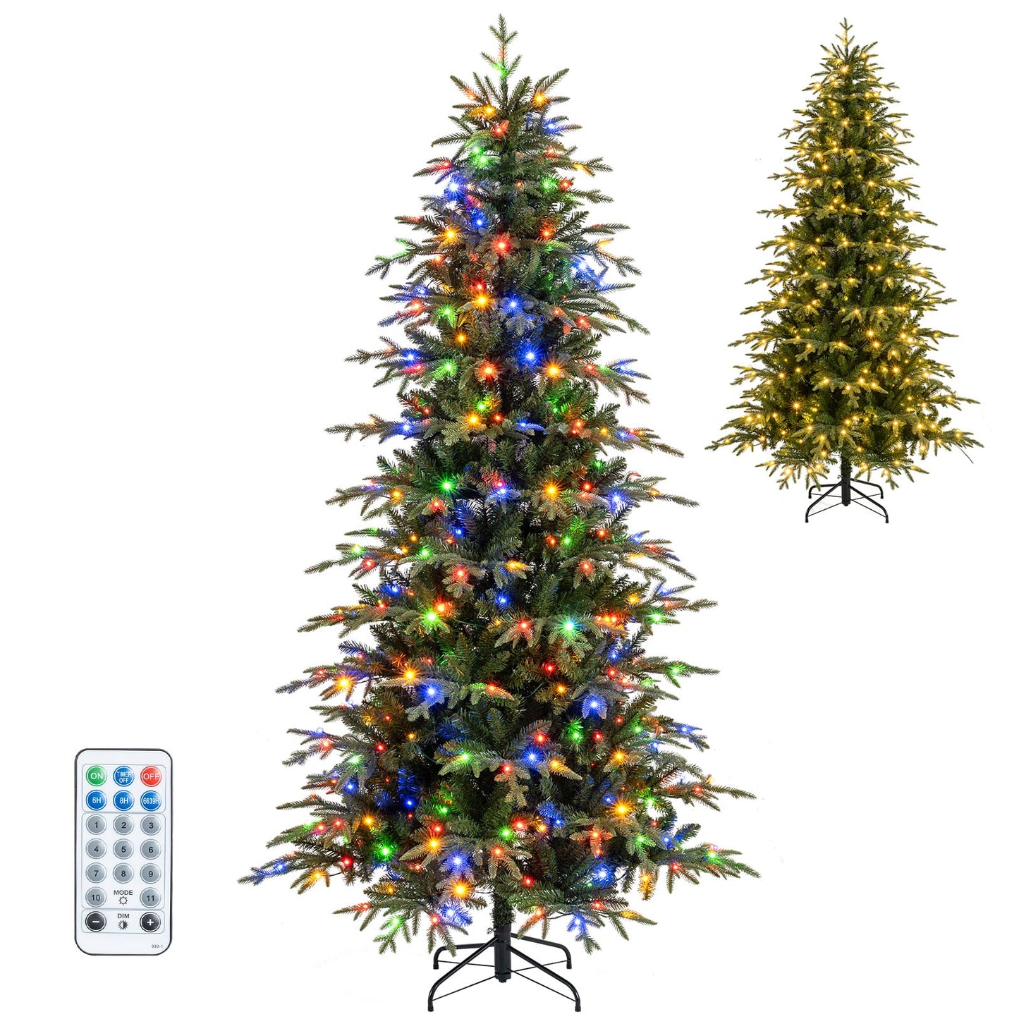 7.5 Feet Pre-Lit Artificial Christmas Tree Hinged Xmas Tree with LED Lights