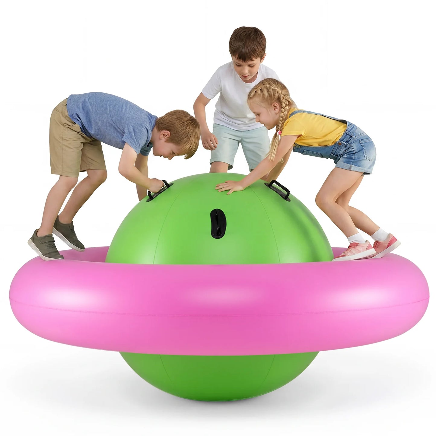 7.5 Foot Giant Inflatable Dome Rocker Bouncer with 6 Built-in Handles for Kids-Pink