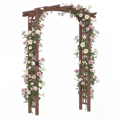 7.5 Ft Garden Arch Wooden Arbor Outdoor Wood Trellis for Climbing Plants-Rustic Brown