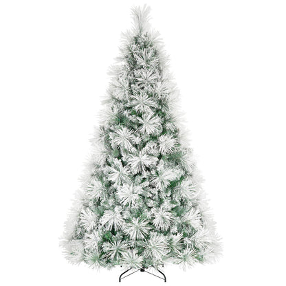 7.5 ft Flocked Pine Christmas Tree with Folding Metal Stand