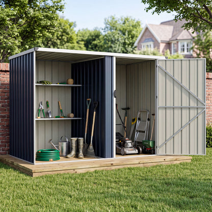 7.6 x 4 Ft Outdoor Metal Storage Shed with Lockable Single Door-Gray