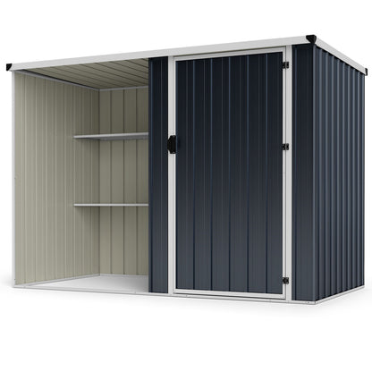 7.6 x 4 Ft Outdoor Metal Storage Shed with Lockable Single Door-Gray