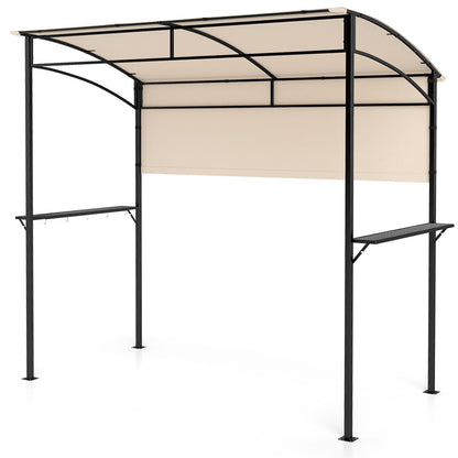 7.8 x 4.4 FT Outdoor Patio BBQ Canopy with Metal Shelves and Bottle Openers-Beige
