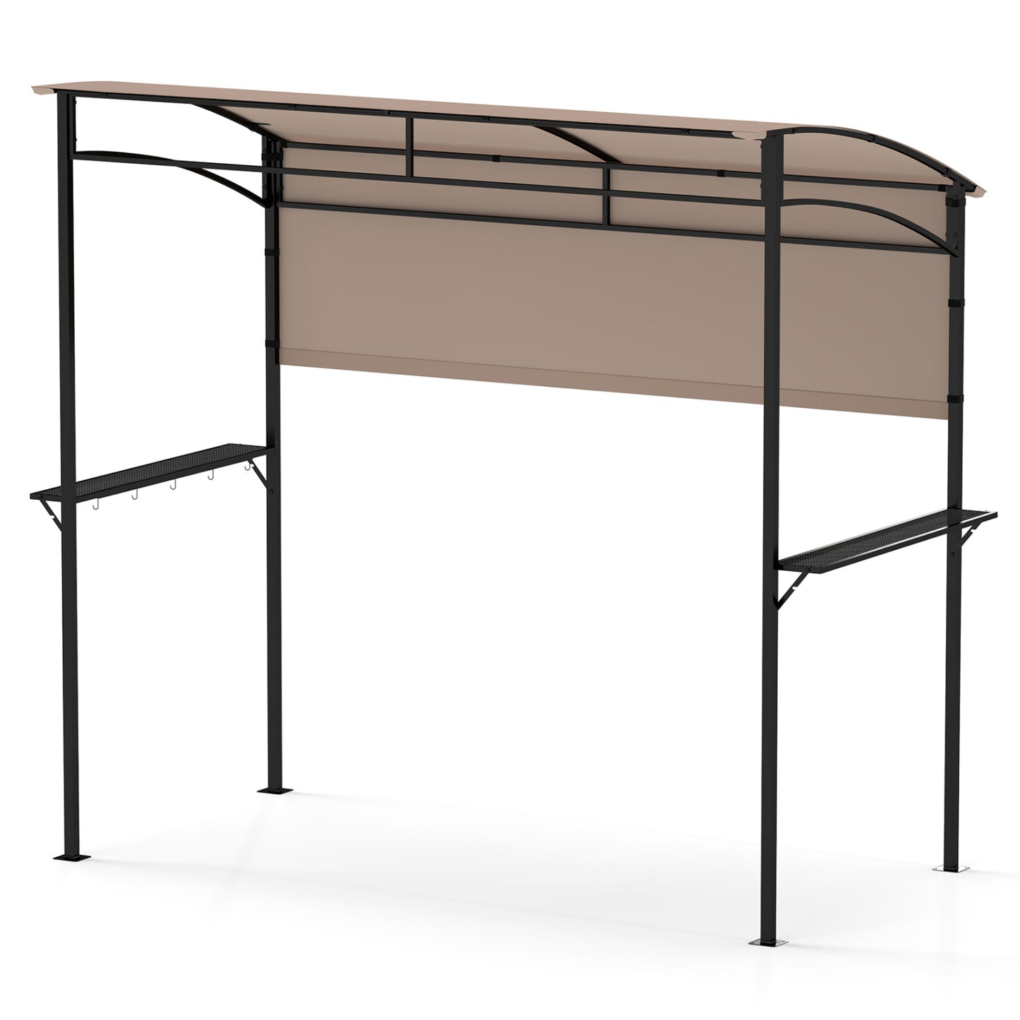 7.8 x 4.4 FT Outdoor Patio BBQ Canopy with Metal Shelves and Bottle Openers-Beige