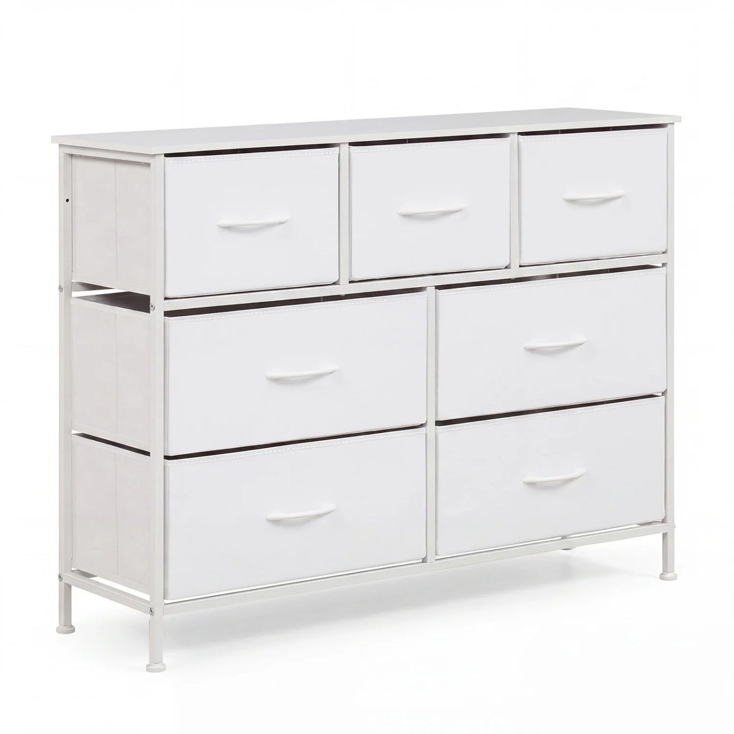 7-Drawer Wide Dresser with 2-Sized Folding Fabric Drawers for Bedroom-Black