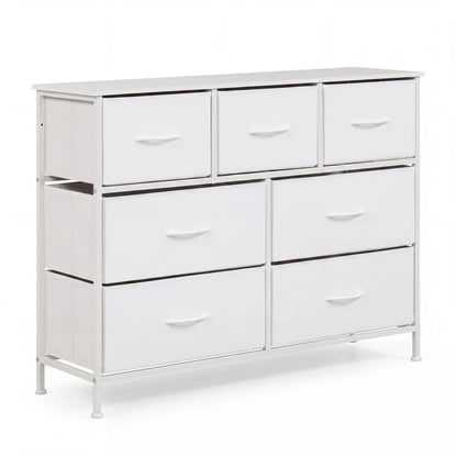 7-Drawer Wide Dresser with 2-Sized Folding Fabric Drawers for Bedroom-Black