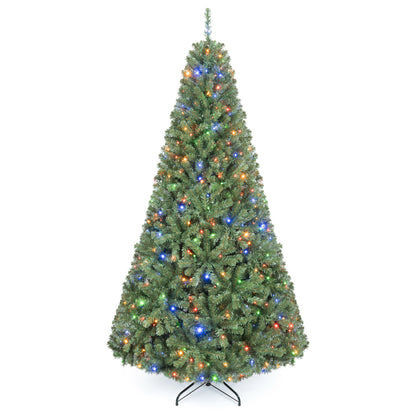 7 FT Artificial Christmas Tree with 2 Lighting Colors and Folding Metal Stand