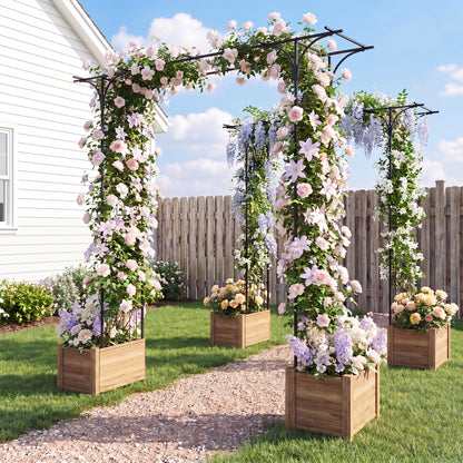 7 FT Garden Arch Arbor with Flat Top Design for Climbing Plants