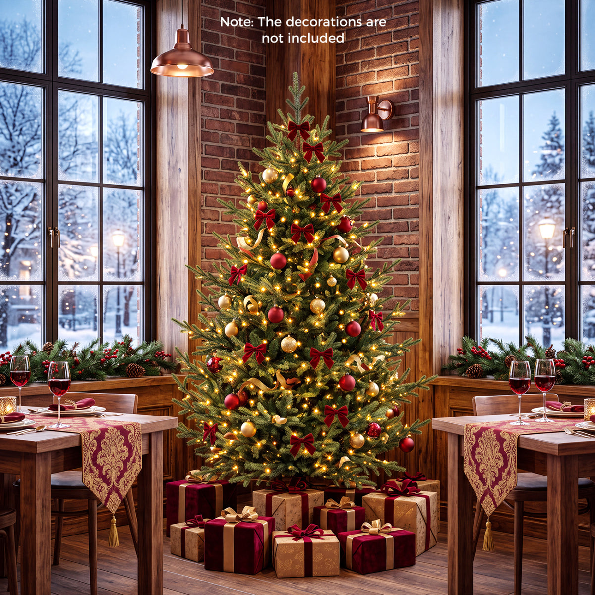 7 FT Pre-Lit Artificial Christmas Tree with 340 Warm White LED Lights
