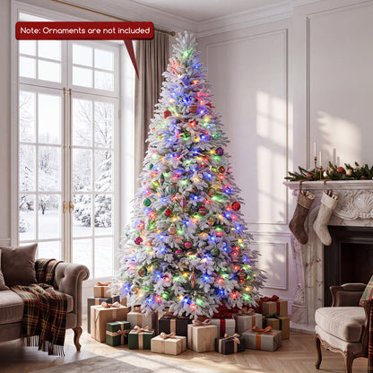 7 FT Pre-Lit Artificial Christmas Tree with Warm White and Multicolor LED Light