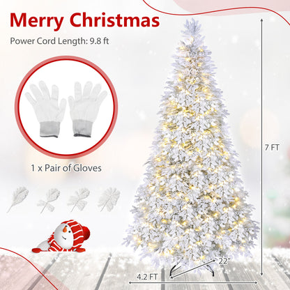 7 FT Pre-Lit Artificial Christmas Tree with Warm White and Multicolor LED Light