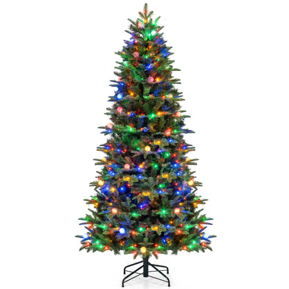 7 FT Pre-Lit Artificial Christmas Tree with Globe LED Lights