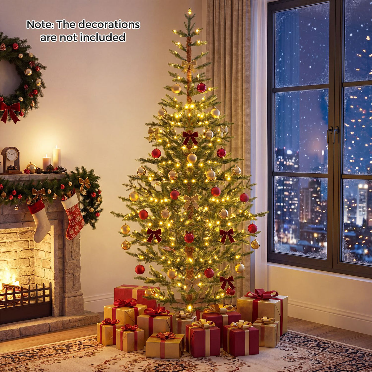 7 FT Pre-Lit Artificial Christmas Tree with 250/290/330 Warm White LED Lights