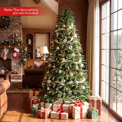 7 FT Pre-Lit Artificial Christmas Tree with 3 Gift Boxes and 1050 Lush Branch Tips