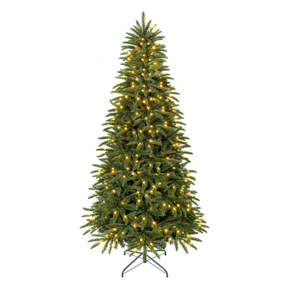 7 FT Pre-Lit Artificial Christmas Tree with 3 Gift Boxes and 1050 Lush Branch Tips