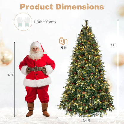7 FT Pre-Lit Artificial Christmas Tree with Dual-Color LED Lights and 9 Modes